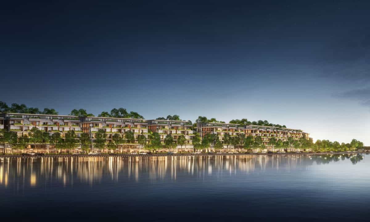 Phối cảnh dãy phố trung tầng Marina nằm dọc sông Lam.