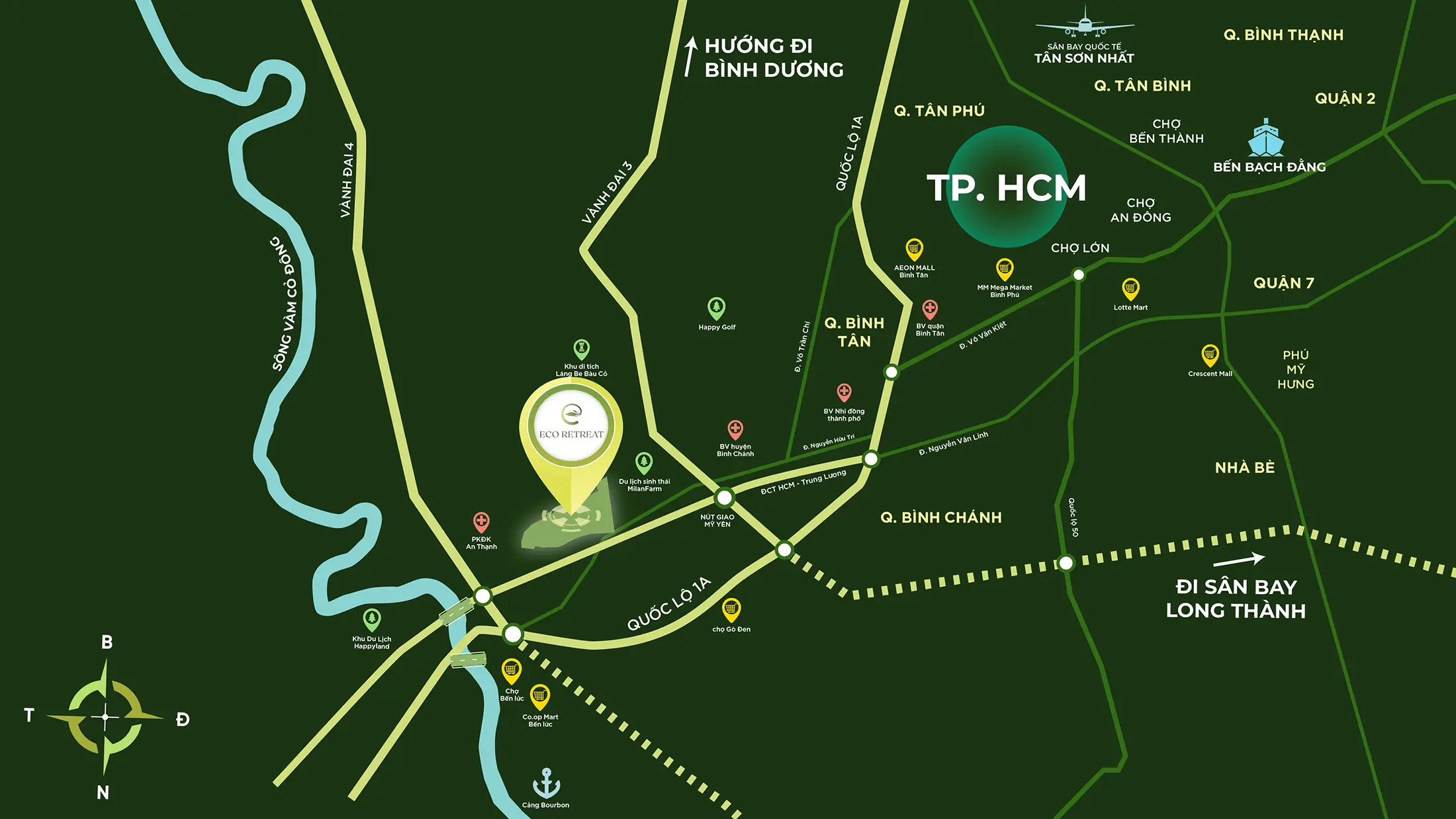 Dự án Eco Retreat sở hữu vị trí đắc địa tại Đường Nguyễn Hữu Trí, Xã Thanh Phú, Huyện Bến Lức, Tỉnh Long An Dự án Retreat Forest sở hữu vị trí đắc địa tại Đường Nguyễn Hữu Trí, Xã Thanh Phú, Huyện Bến Lức, Tỉnh Long An