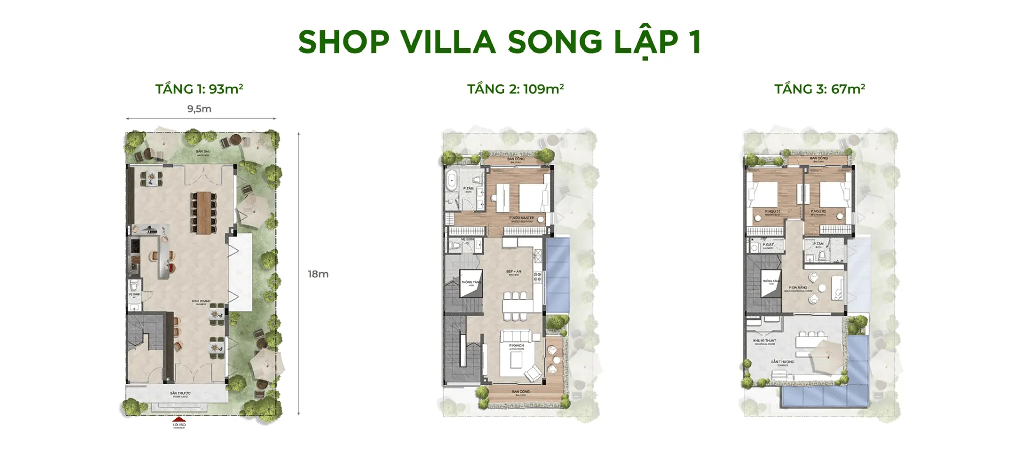 Layout thiết kế Shop Villa Song Lập 1 phân khu Sky Retreat thuộc dự án Eco Retreat