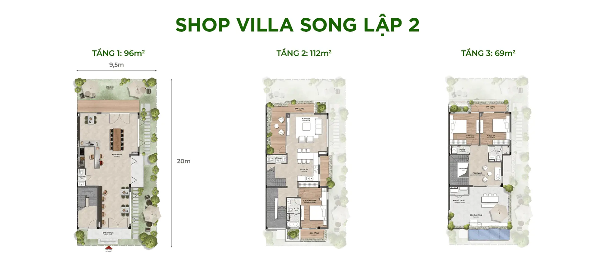Layout thiết kế Shop Villa Song Lập 2 phân khu Sky Retreat thuộc dự án Eco Retreat