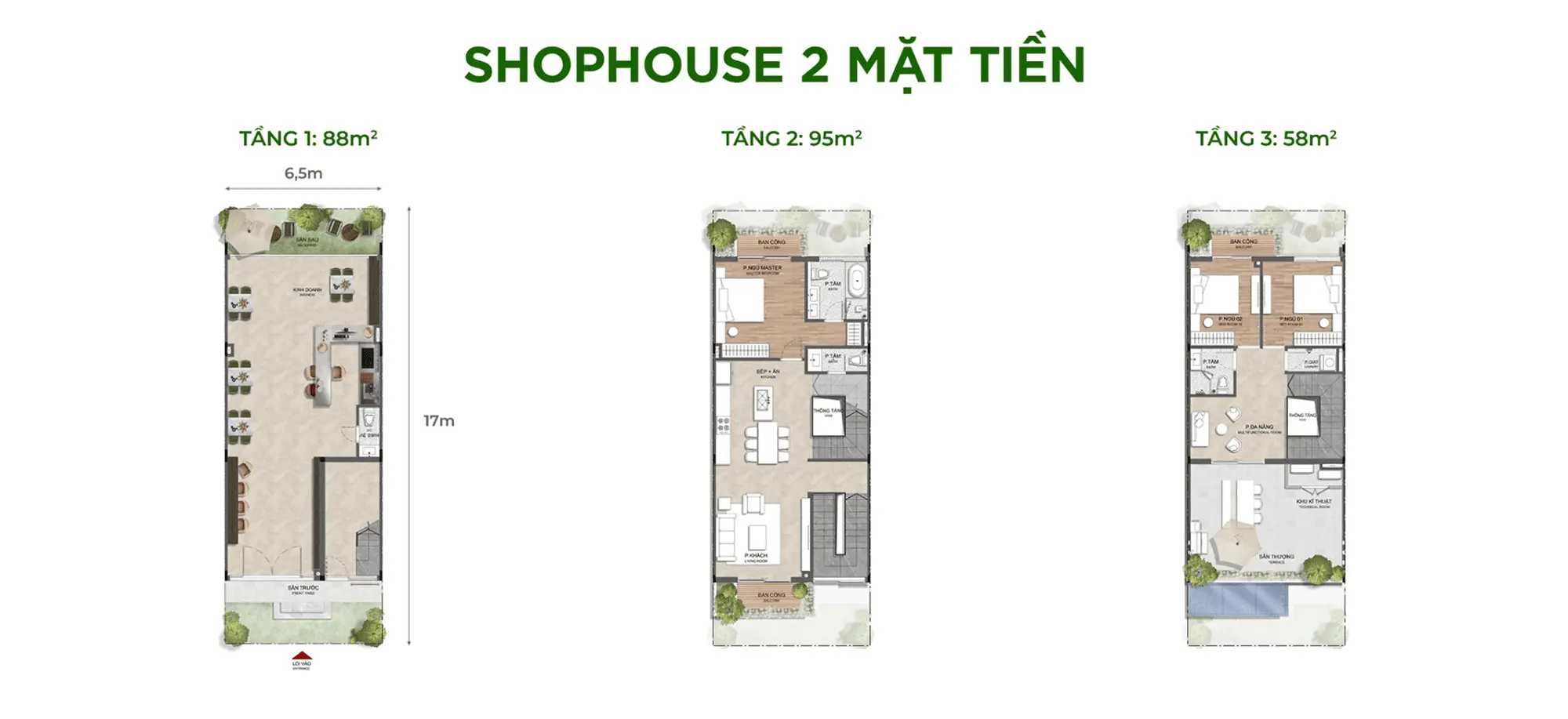 Layout thiết kế Shophouse 2 Mặt Tiền phân khu Sky Retreat thuộc dự án Eco Retreat