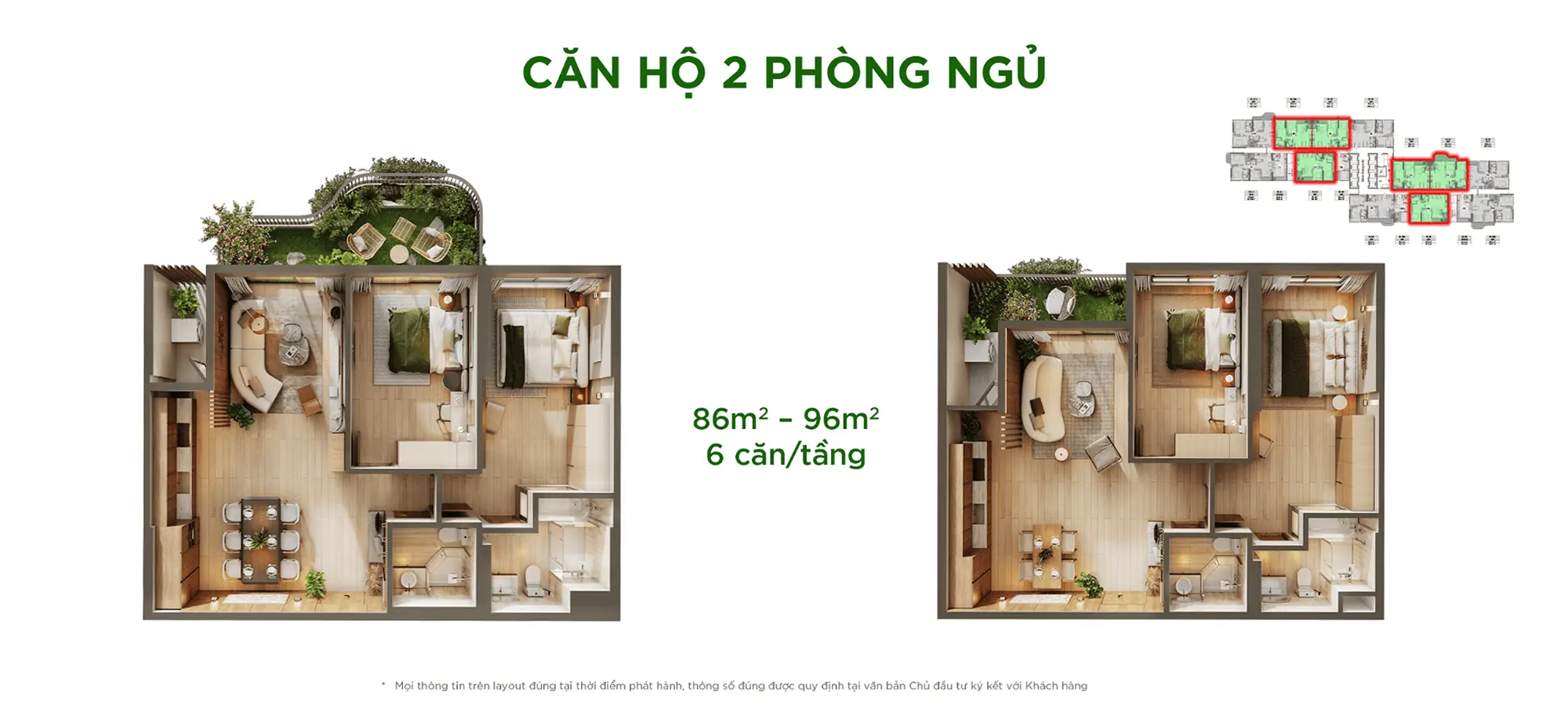 Layout thiết kế căn hộ 2 Phòng Ngủ tại Sky Retreat Residences, phân khu Sky Retreat