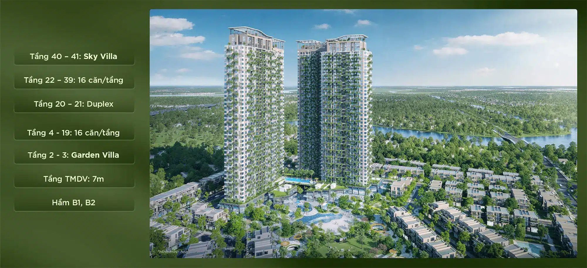 Sky Retreat Residences Biểu tượng cao tầng 2025 với 2 tòa tháp đôi 41 tầng, 1170 căn hộ giữa rừng retreat xanh mướt