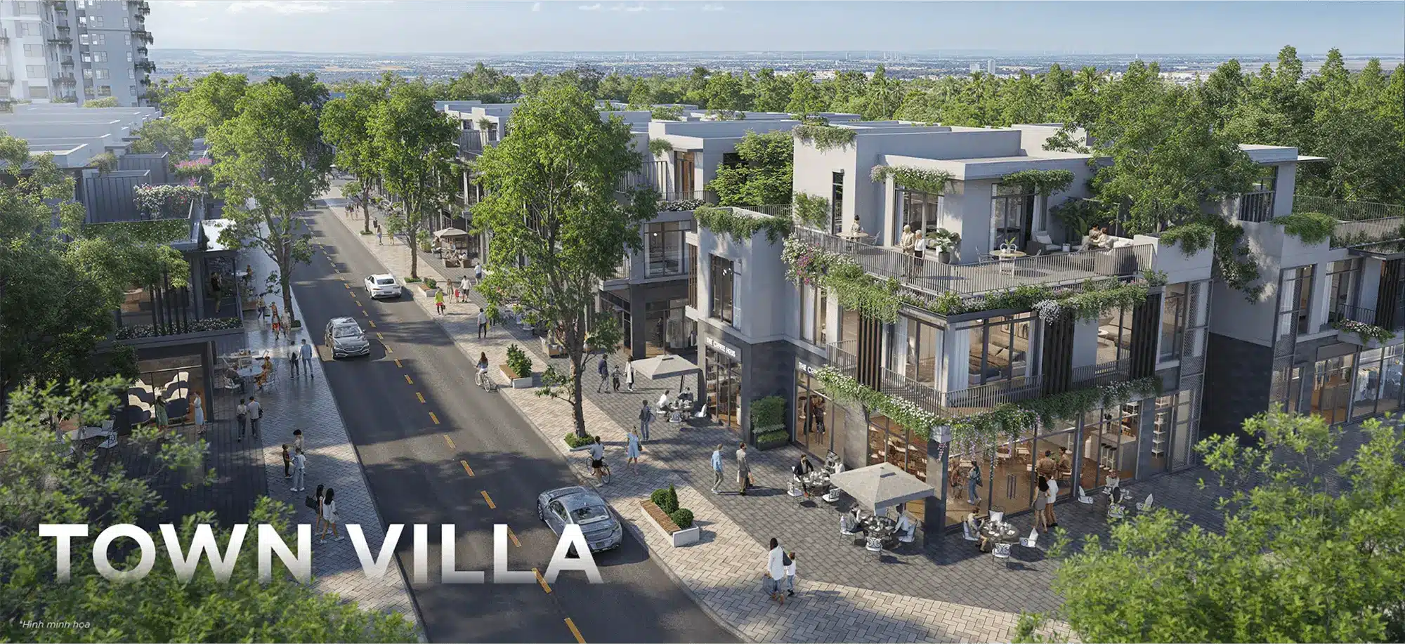 Town Villa 3 tầng Thiết kế hiện đại với không gian thương mại tầng trệt, sống và kinh doanh giữa rừng retreat xanh mướt
