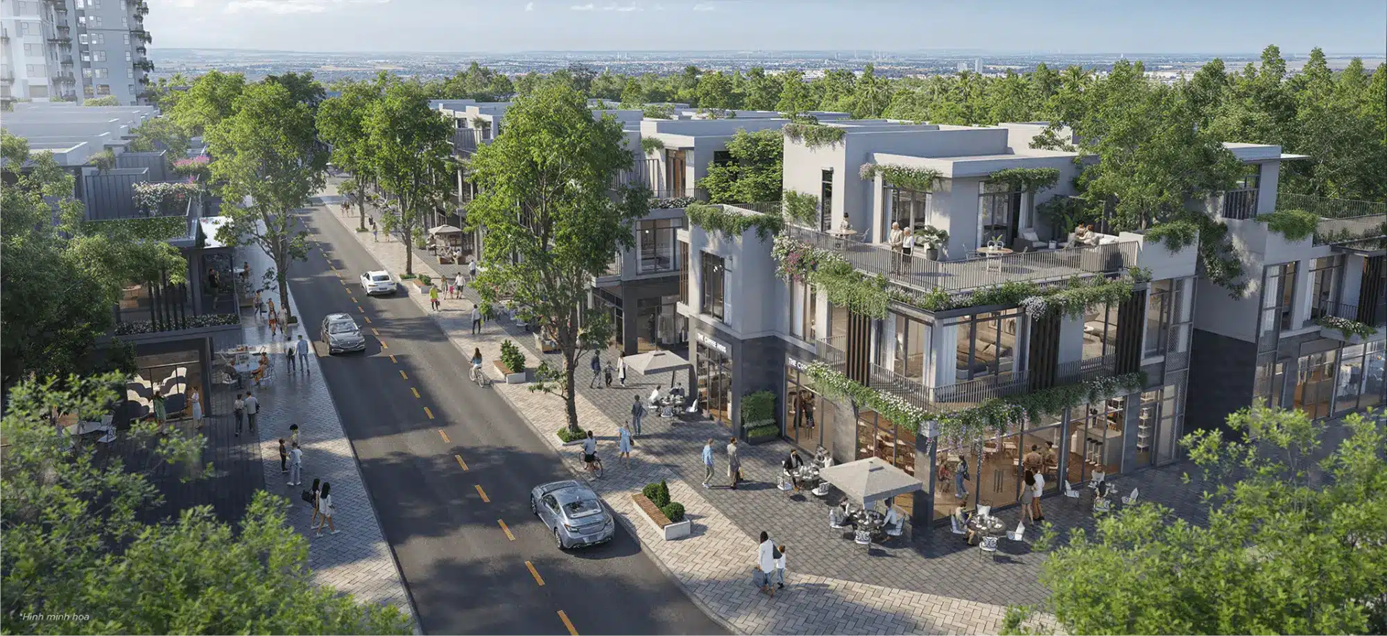 Town Villa Nhà phố thương mại 3 tầng với thiết kế vườn trên mái, tạo nên không gian sống và kinh doanh lý tưởng giữa rừng xanh