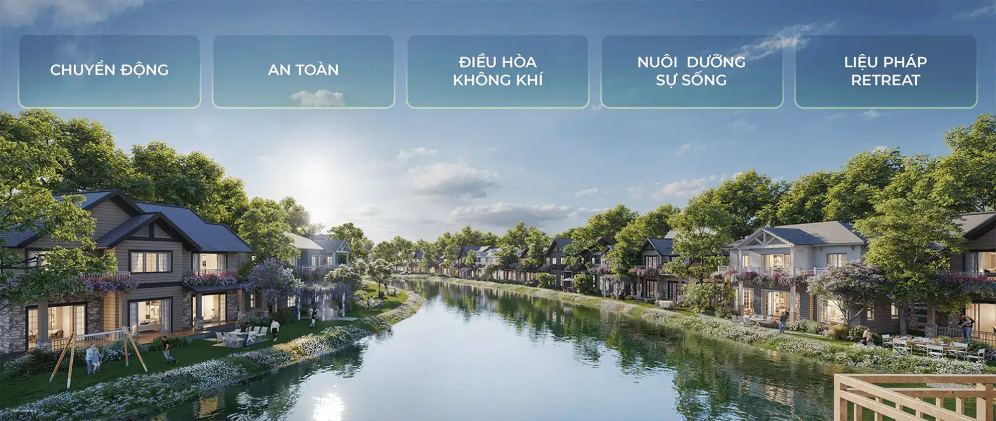 Hệ thống mặt nước mang lại 5 lợi ích: chuyển động, an toàn, điều hòa tự nhiên, nuôi dưỡng sự sống. Hệ thống mặt nước mang lại 5 lợi ích: chuyển động, an toàn, điều hòa tự nhiên, nuôi dưỡng sự sống.