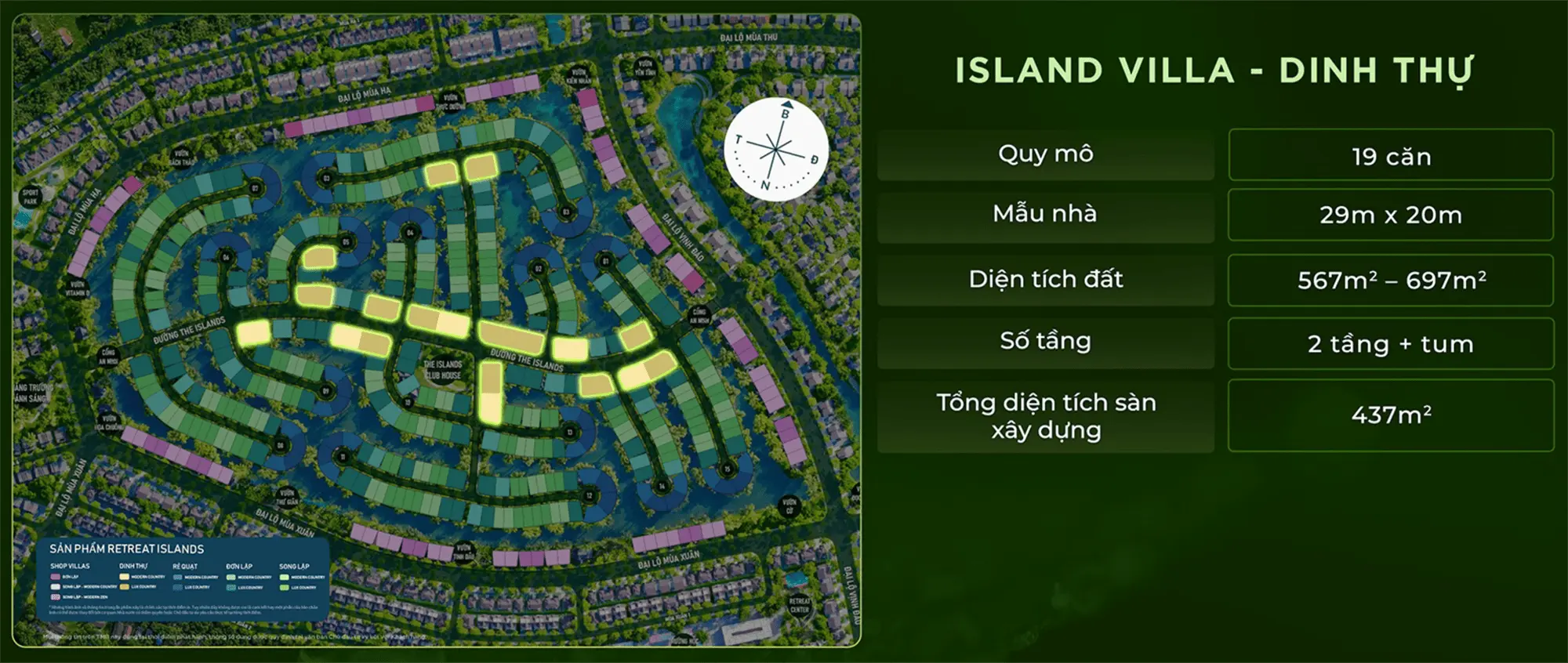 Mặt bằng sản phẩm Dinh Thự tại Retreat Island thuộc khu đô thị Eco Retreat Mặt bằng sản phẩm Dinh Thự tại Retreat Forest thuộc khu đô thị Eco Retreat