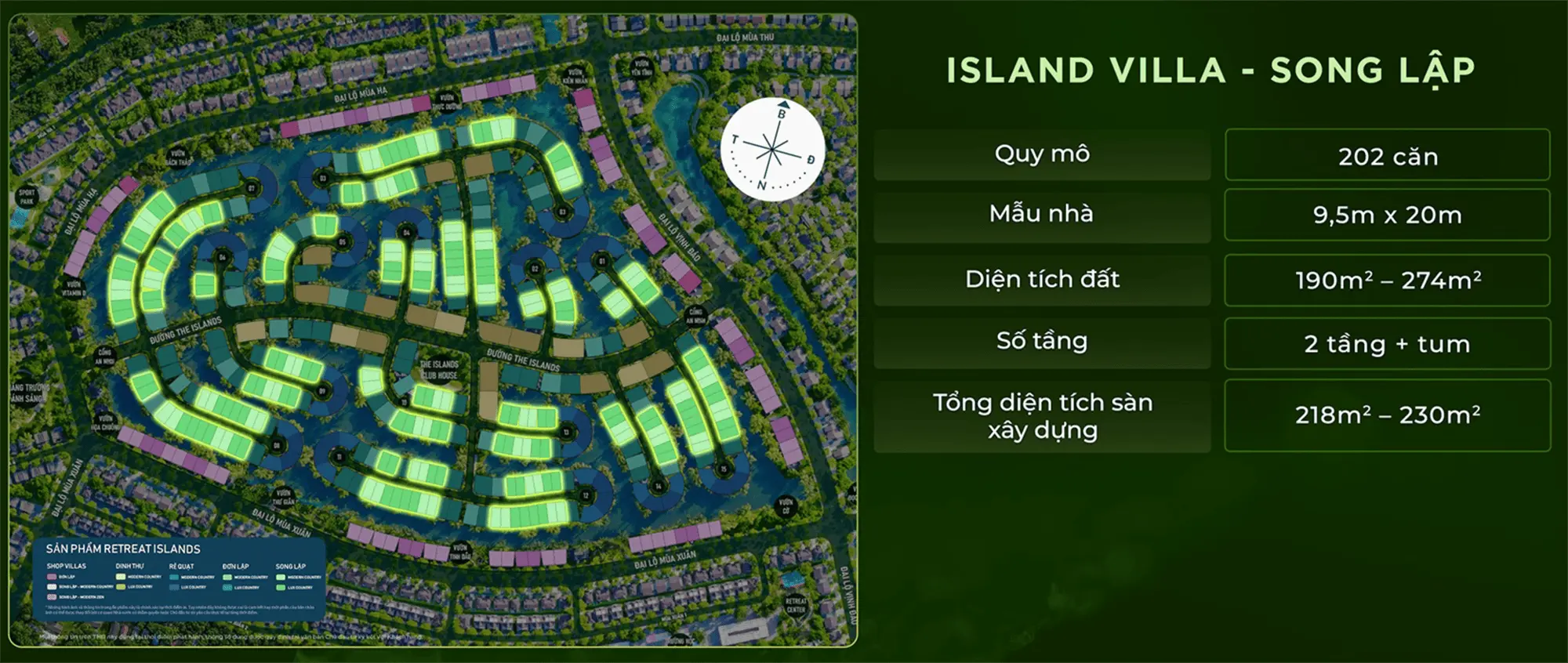 Mặt bằng sản phẩm Island Villa Song Lập tại Retreat Island thuộc khu đô thị Eco Retreat Mặt bằng sản phẩm Forest Villa Song Lập tại Retreat Forest thuộc khu đô thị Eco Retreat
