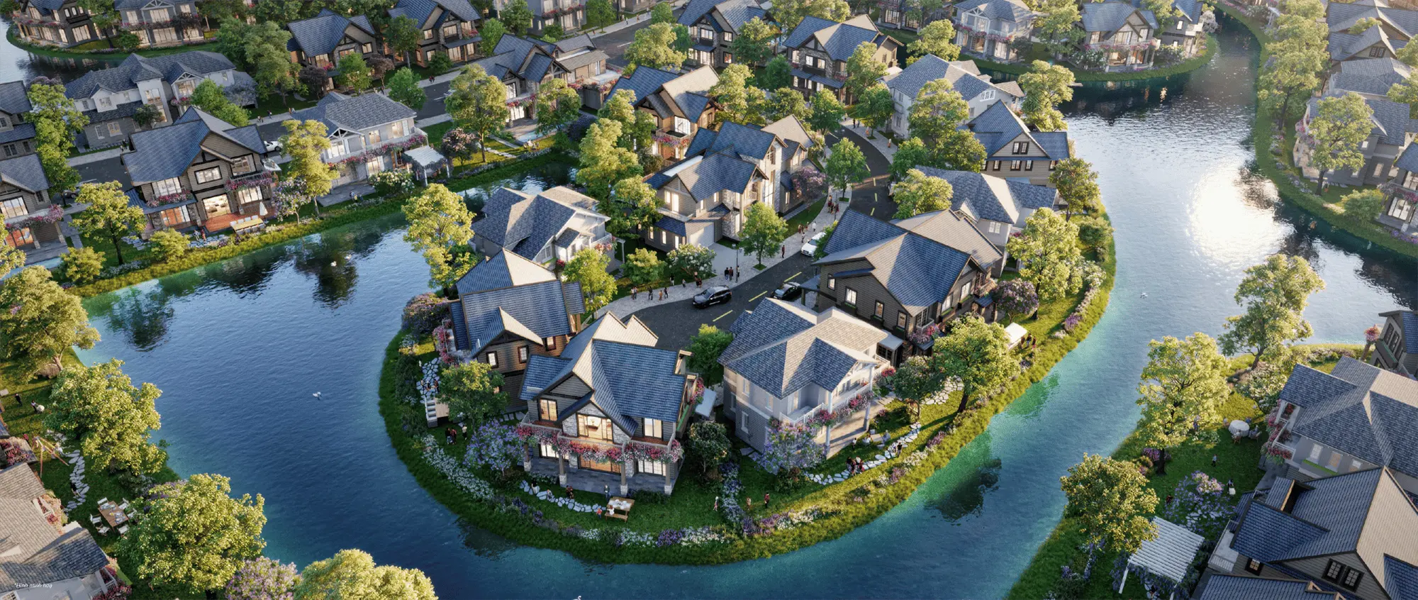 Mô hình Finger Island hiện đại nơi Island Villa Rẻ Quạt được bao quanh hoàn toàn bởi mặt nước trong lành Mô hình Finger Forest hiện đại nơi Forest Villa Rẻ Quạt được bao quanh hoàn toàn bởi mặt nước trong lành